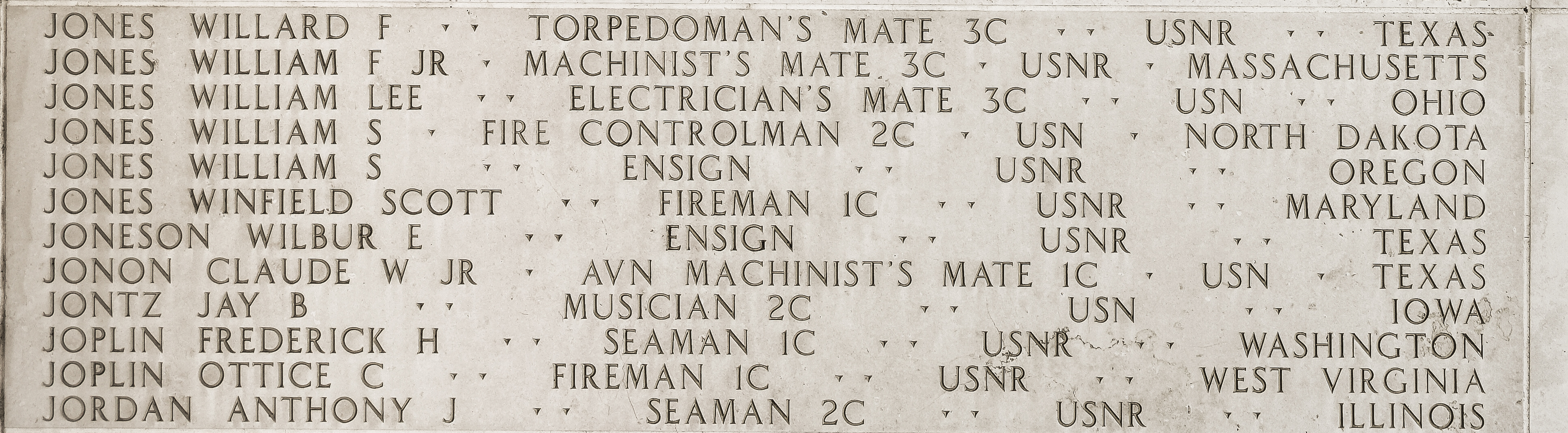 William S. Jones, Fire Controlman Second Class